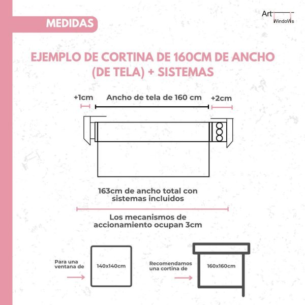 ejemplo cortina roller 160 cm ancho