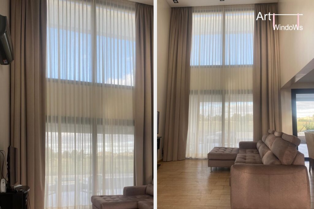 motorizar las cortinas de tela para ventanales doble altura